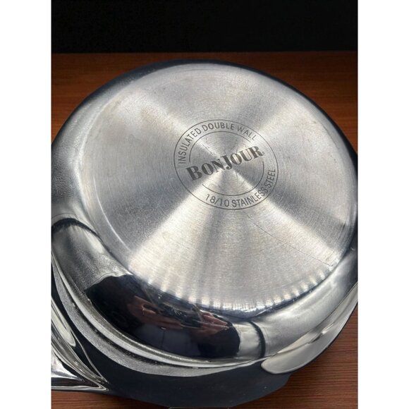 Vintage Bonjour Stainless Steel Insulated Double Wall Covered Bowl 8" - Picture 3 of 8